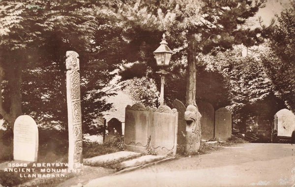 Old real photo postcard of Aberystwyth Ancient Monument, Llanbadarn in Cardiganshire