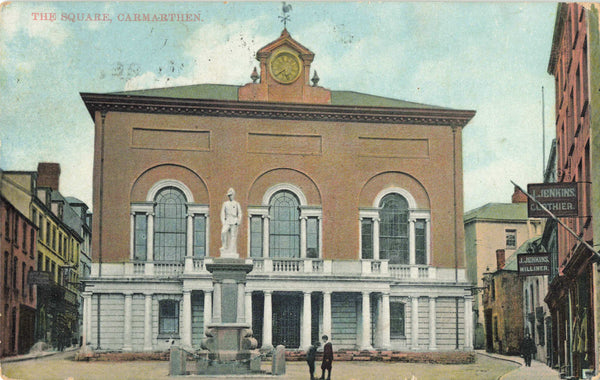 THE SQUARE, CARMARTHEN - 1908 POSTCARD (ref 1635/21/a11)