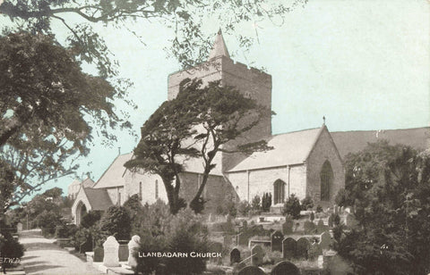 Old postcard of Llanbadarn Church in Cardiganshire