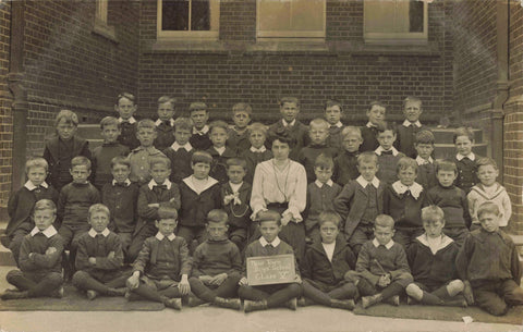 Old real photo postcard of New Town (Newtown) Boys' School, Class V