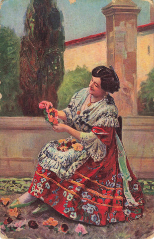 Old postcard of a Spanish lady