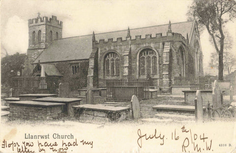c1902 postcard of Llanrwst Church in Wales