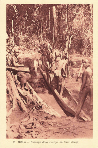 NOLA, PASSAGE d'UN MARIGOT  EN FORET VIERGE - OLD POSTCARD, central African Republic