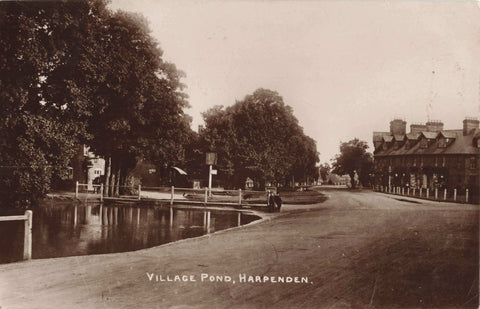 1915 real photo postcard of Village Pond, Harpenden