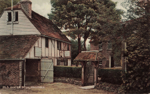 Old postcard of the Old Water Mill at Hellingly which is in Sussex
