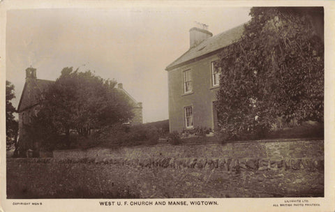 WEST U.F. CHURCH AND MANSE, WIGTOWN - 1945 REAL PHOTO POSTCARD (ref 5861/21/W2)