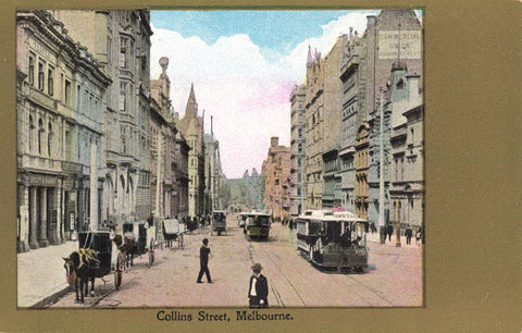COLLINS STREET, MELBOURNE - OLD POSTCARD, AUSTRALIA (ref 5940/21/W2)