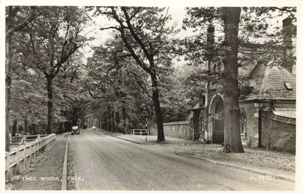 Real photo postcard of Ince Woods, Ince, near Crosby and Liverpool