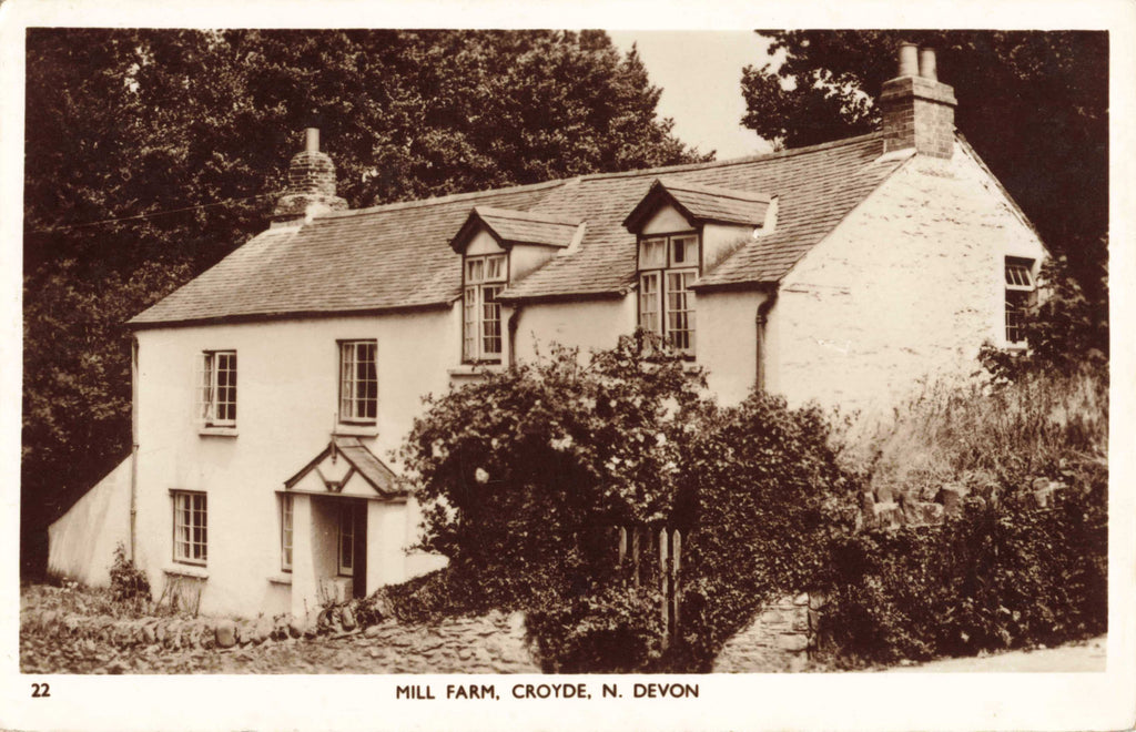 Old real photo postcard of Mill Farm, Croyde, N Devon