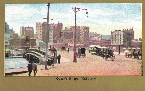 QUEEN'S BRIDGE, MELBOURNE, OLD AUSTRALIA POSTCARD (ref 6009/21/W2)