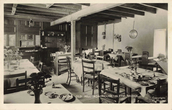 Old real photo postcard of the Tea Room, Old Mill Roadhouse, Blyth Bridge near Stoke on Trent