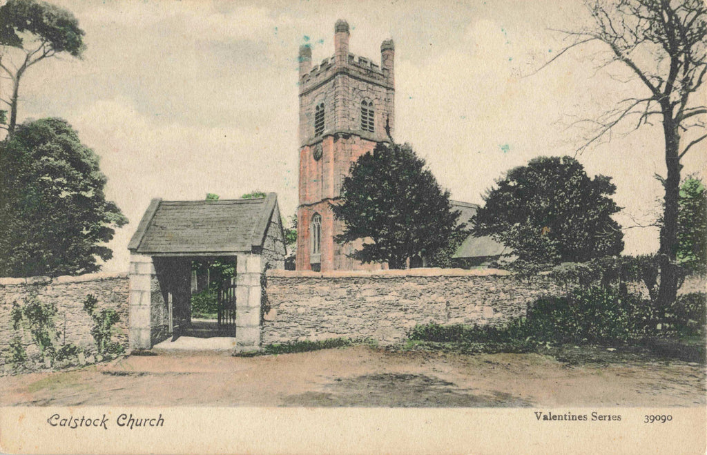 Old postcard of Calstock Church, Cornwall