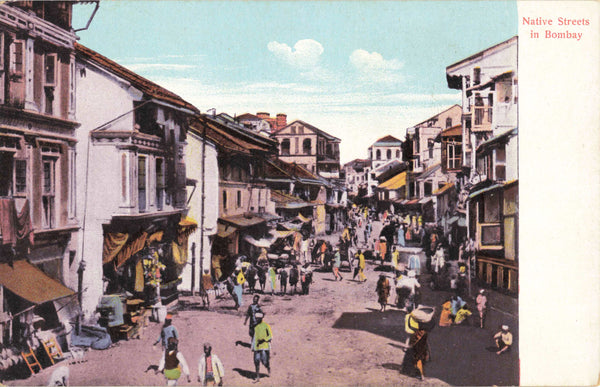 NATIVE STREETS IN BOMBAY - OLD POSTCARD FROM INDIA (ref 6040/21/W2)