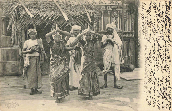 Old  postcard showing Hagenbeck's Ind. Ausstellung -  posted in Vienna