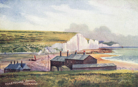 Old postcard of Coastguard Station, Cuckmere in Sussex