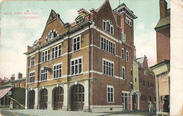 1908 postcard of New Fire Station, Croydon
