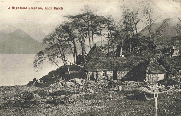 Old postcard of A Highland Clachan, Loch Duich in Scotland
