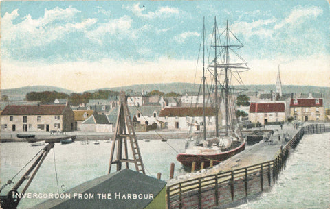 Old postcard of Invergordon from the Harbour, in Ross and Cromarty, Scotland