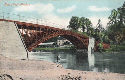 Old postcard of Holt Fleet Bridge, in Worcestershire