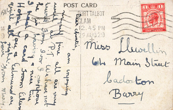 THE ORANGERY, MARGAM PARK, PORT TALBOT - 1929 POSTCARD (ref 4241/21/W2)