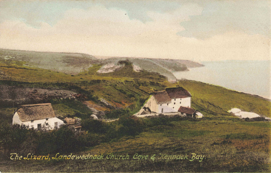 Early 1900s postcard of The Lizard, Landewednack, Church Cove & Kennack Bay in Cornwall