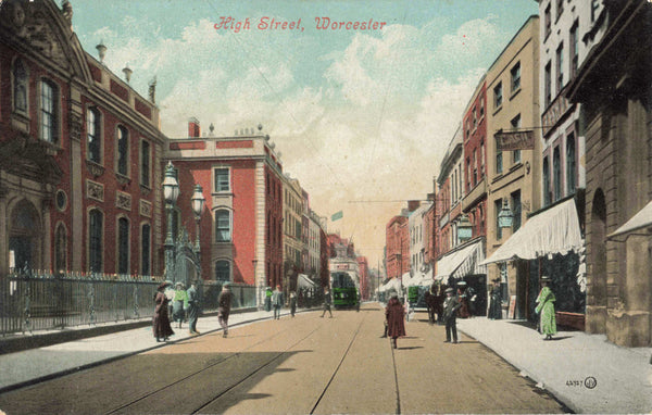 Early 1900s postcard of High Street, Worcester