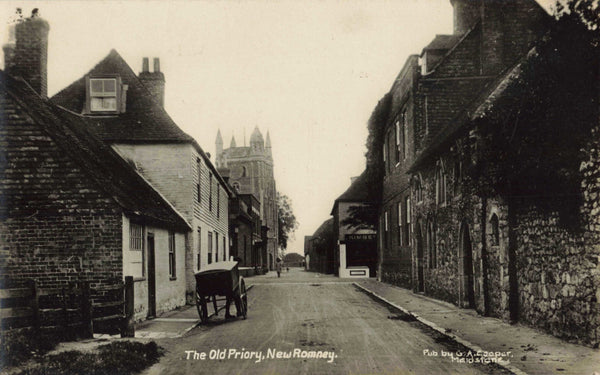 Old real photo postcard of The Old Priory, New Romney in Kent