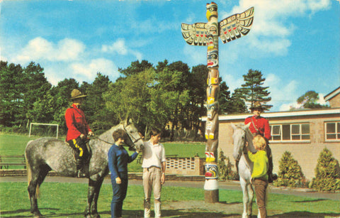 1972 postcard of the Totem Pole, Pontin's Little Canada Holiday Village, Isle of Wight