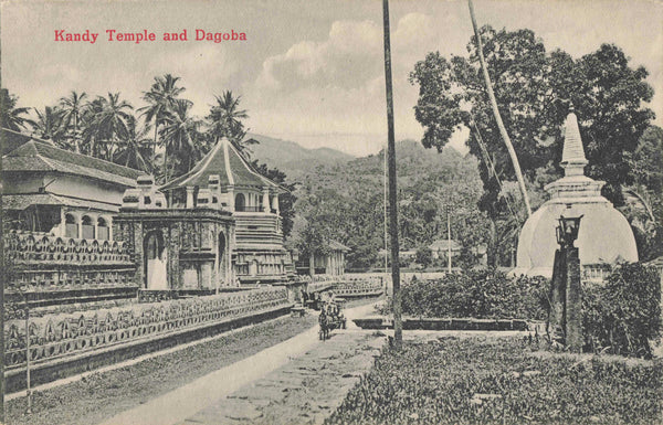 Old postcard of Kandy Temple and Dagoba, Ceylon/Sri Lanka