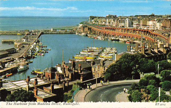 Old postcard of the Harbour from Madeira Drive, Ramsgate
