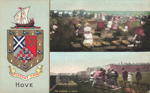 1909 postcard of Hove showing the coat of arms