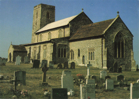 Modern size postcard of All Saints, Beeston Regis, Norfolk