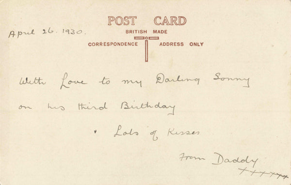 JUST A LINE - REAL PHOTO DOGS POSTCARD, 1930 (ref 1650/21/W2)