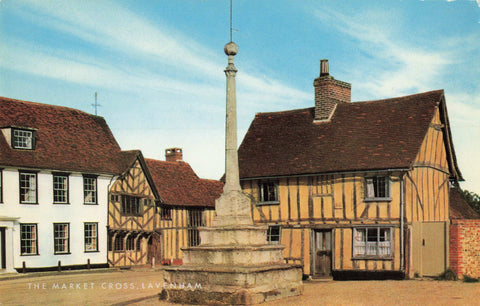 Old postcard of The Market Cross, Lavenham Suffolk