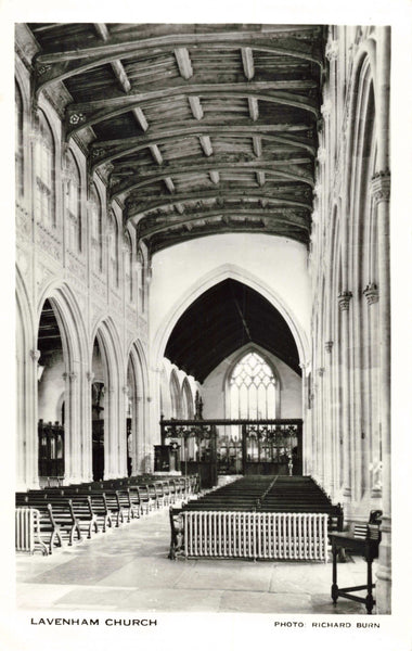 LAVENHAM CHURCH INTERIOR - REAL PHOTO POSTCARD (ref 2215/21/W)