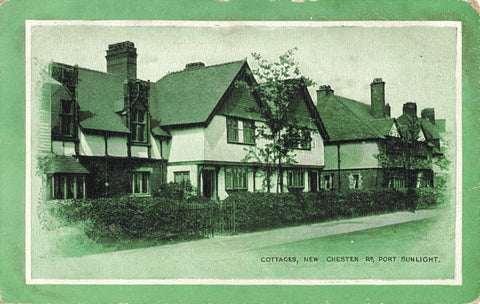 Old postcard of Cottages, New Chester Road, Port Sunlight, Wirral
