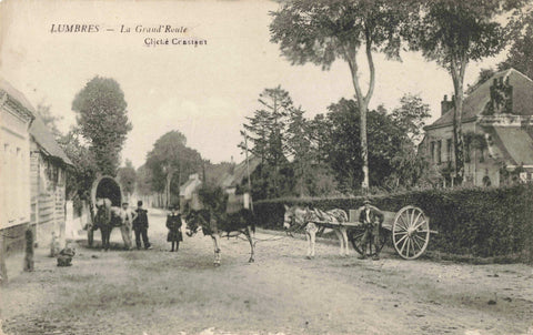 Old postcard of Lumbres in Pas de Calais, France