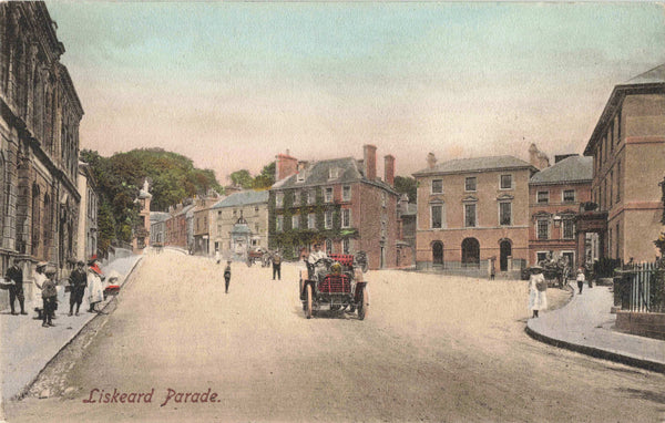 Old postcard of Liskeard Parade, Cornwall, pre 1918