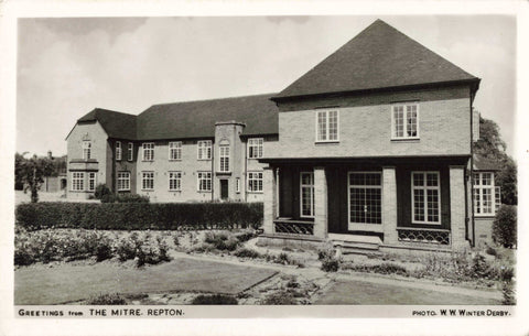 Real photo postcard of The Mitre, Repton in Derbyshire