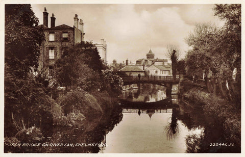 IRON BRIDGE ON RIVER CAN, CHELMSFORD, OLD POSTCARD