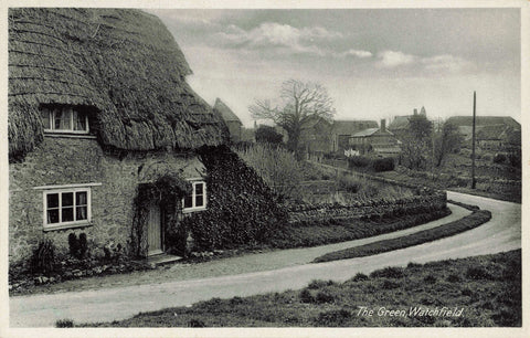 Old postcard of The Green, Watchfield in Oxfordshire