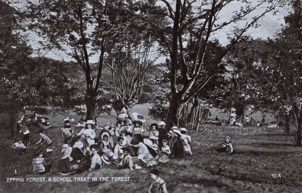 Old postcard of A School Treat in Epping Forest