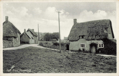 Old postcard of Oak Road, Watchfield in Oxfordshire (used to be in Berkshire)