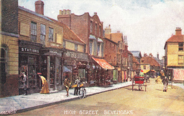 Old postcard of High Street, Sevenoaks in Kent