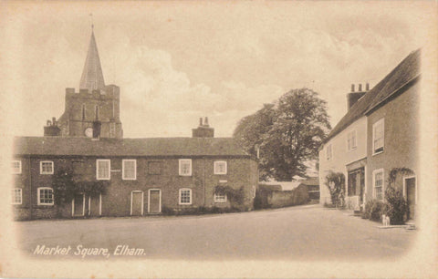 Old postcard of Market Square, Elham in Kent