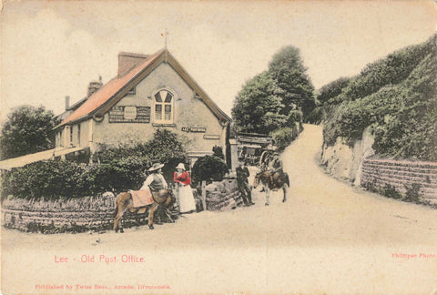 Old postcard of Lee, Devon showing the old post office