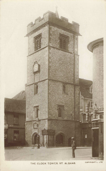 Old real photo postcard of The Clock Tower, St Albans, Hertfordshire