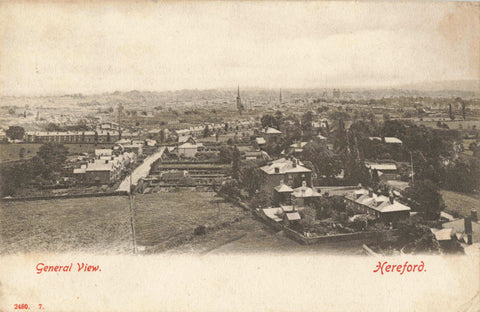 Old postcard showing a general view of Hereford