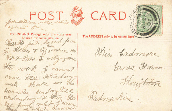 GENERAL VIEW, HEREFORD - 1907 POSTCARD (ref 3562/W1/22)