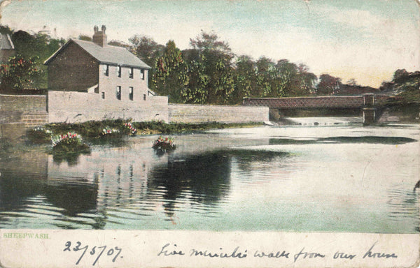 Early 1900s postcard of Sheepwash in Devon